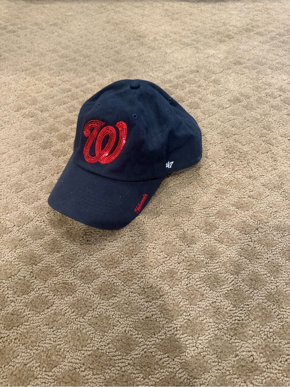 Washington Nationals Navy Baseball Cap with Red Sequined W Logo